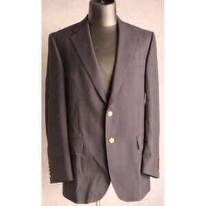 Aquascutum Men's Gold Button Sport Coat Size 42R 100% Wool Navy Blue